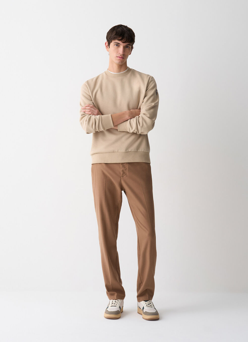 Sudadera de algod&oacute;n con cuello redondo image number 0