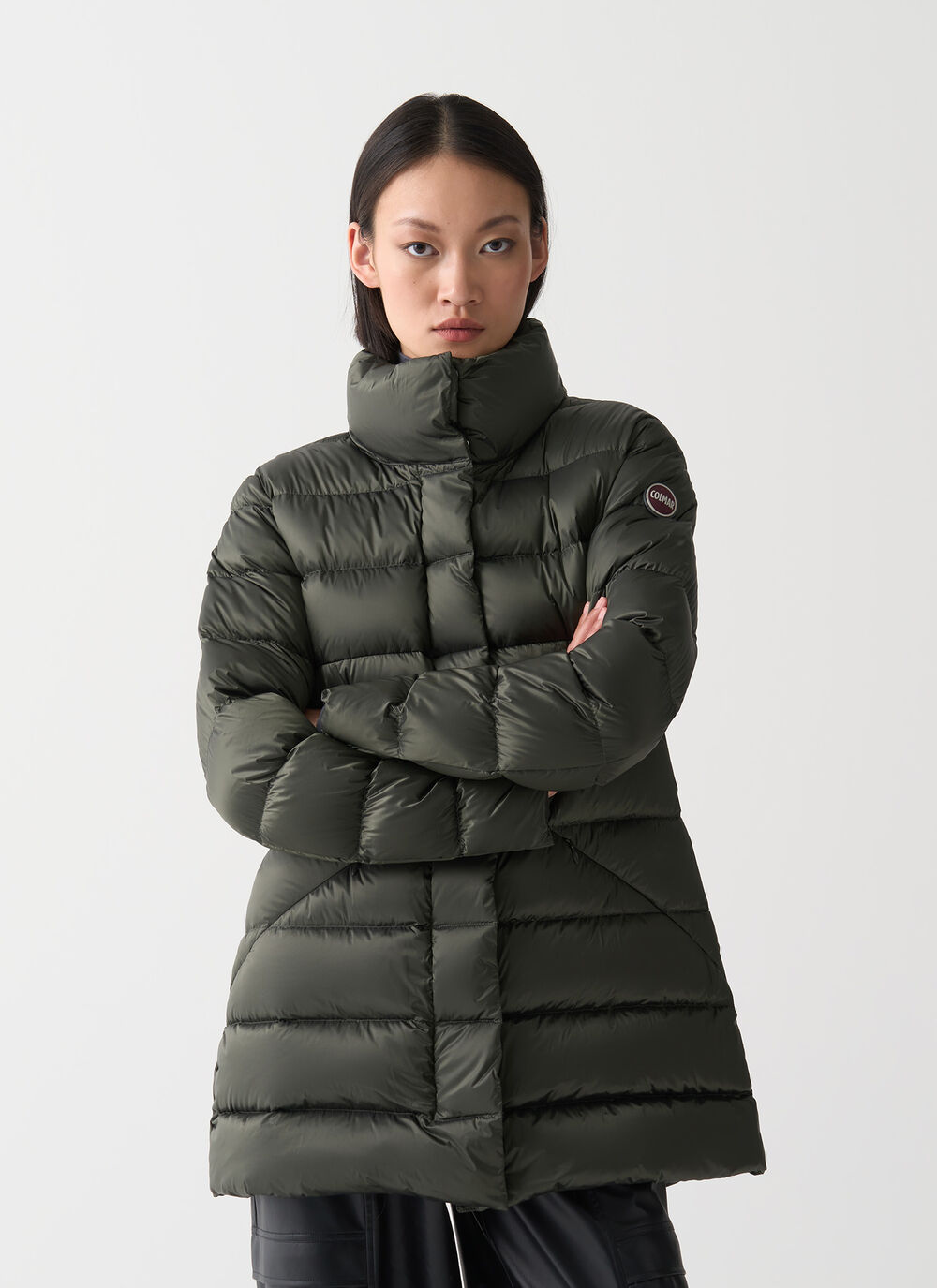 Long fitted down jacket image number 1