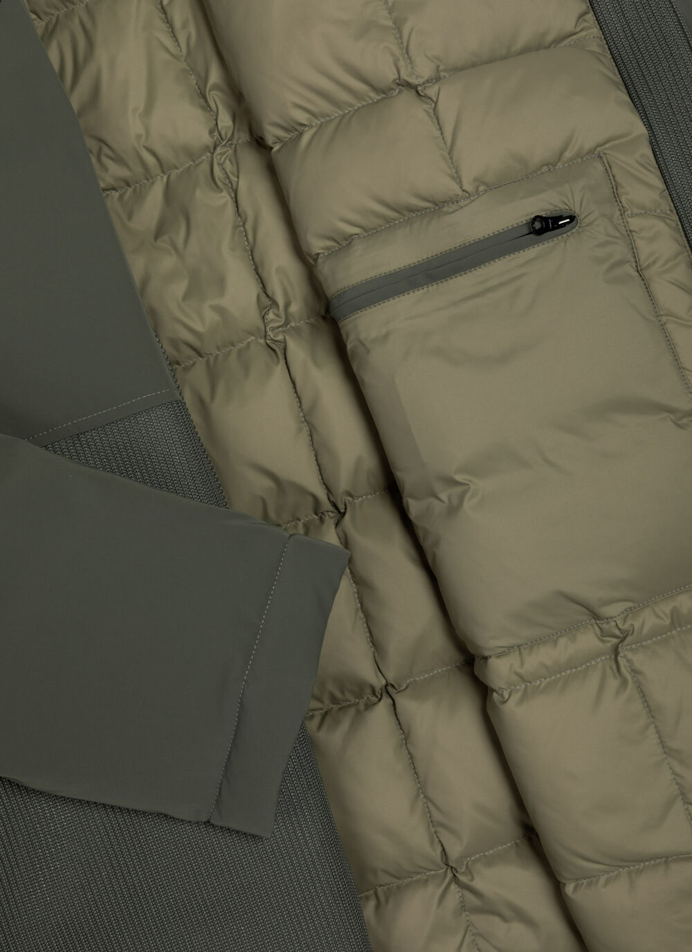 Bi-material hooded down jacket image number 6