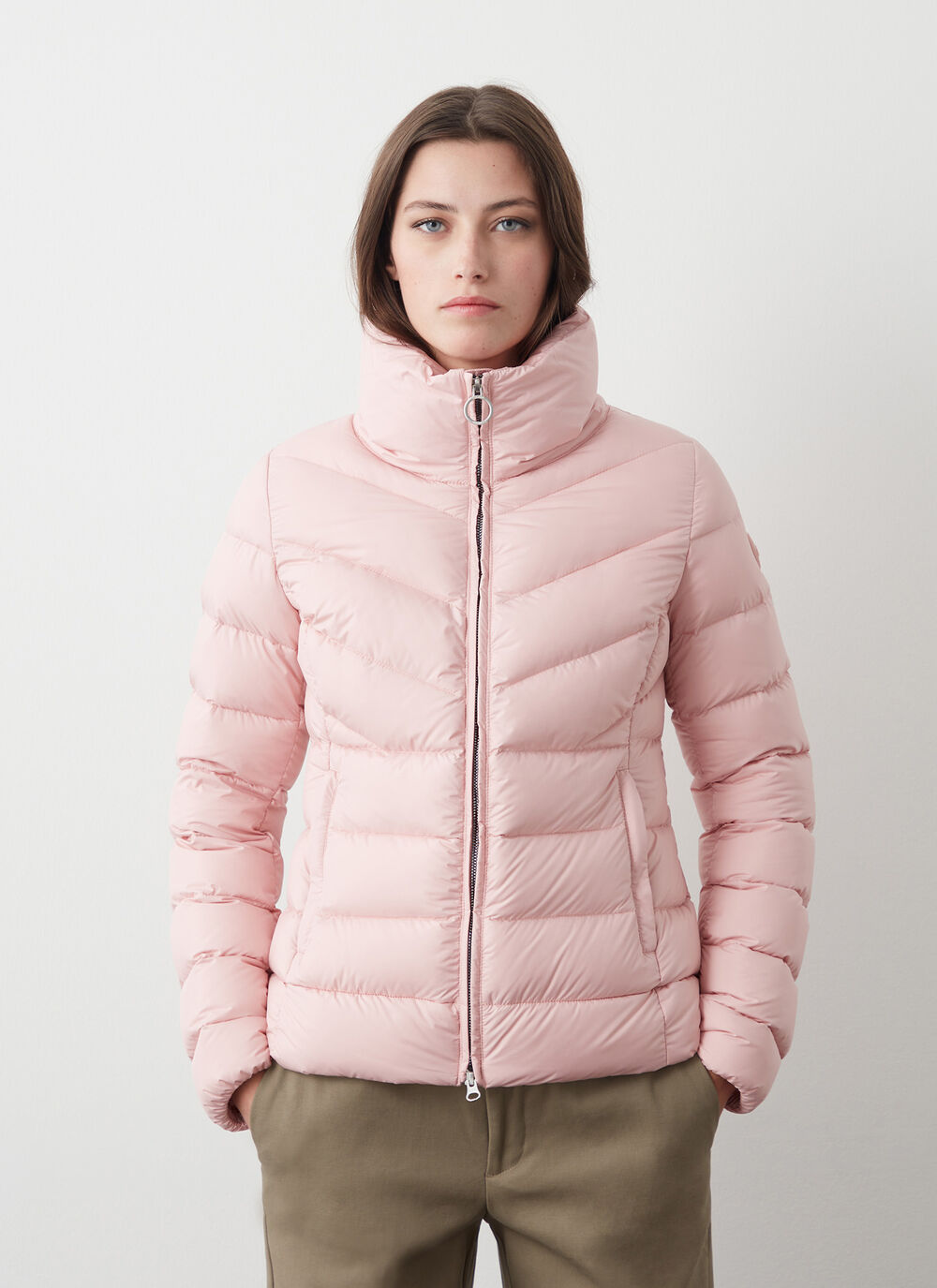 Mate fabric down jacket with high collar  image number 1