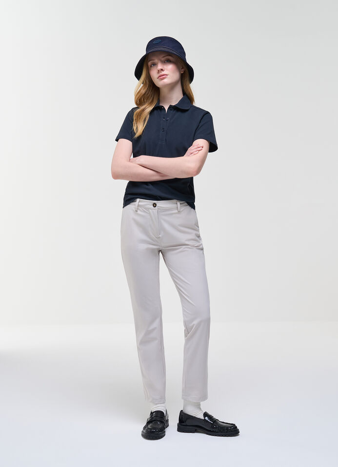 Polo with rounded collar