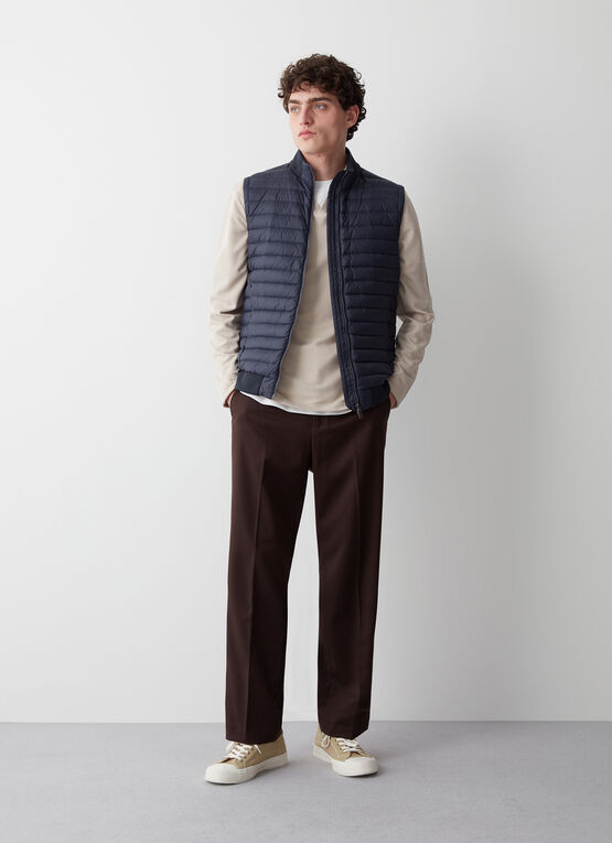 Down vest with knit details