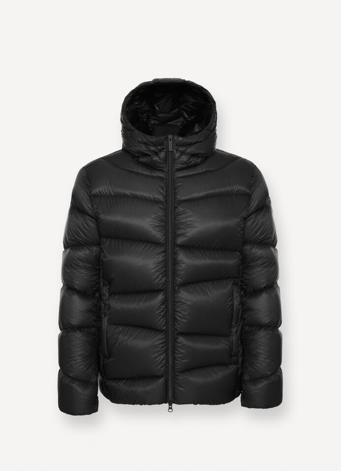 Hooded down jacket with wavy quilting image number 4