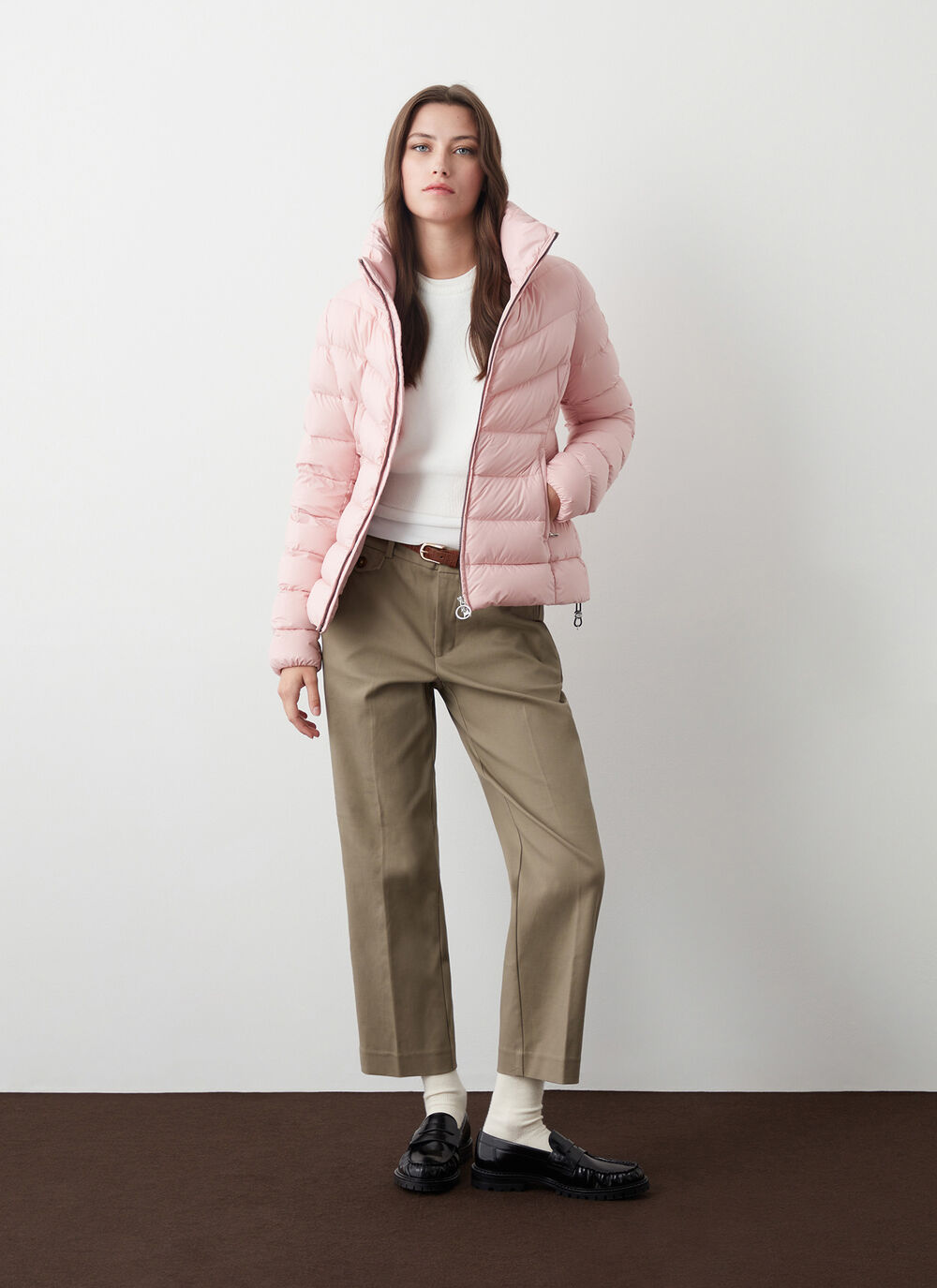 Mate fabric down jacket with high collar  image number 0