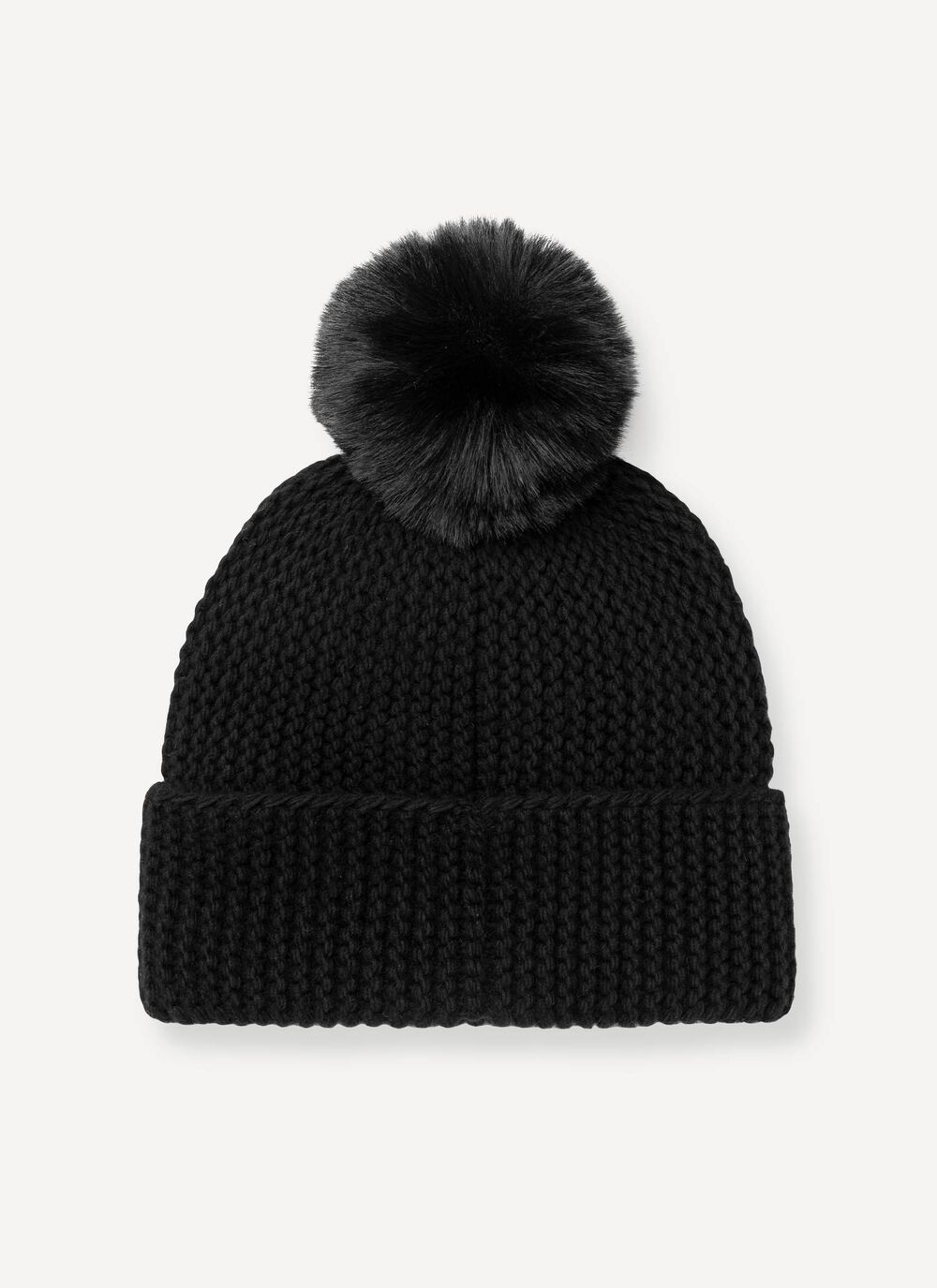 Women's hat with faux fur pom-pom image number 2