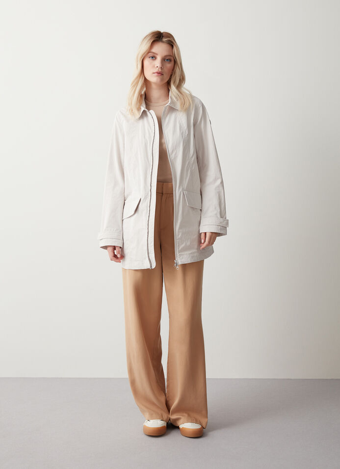Long cotton-look fabric jacket image number 2