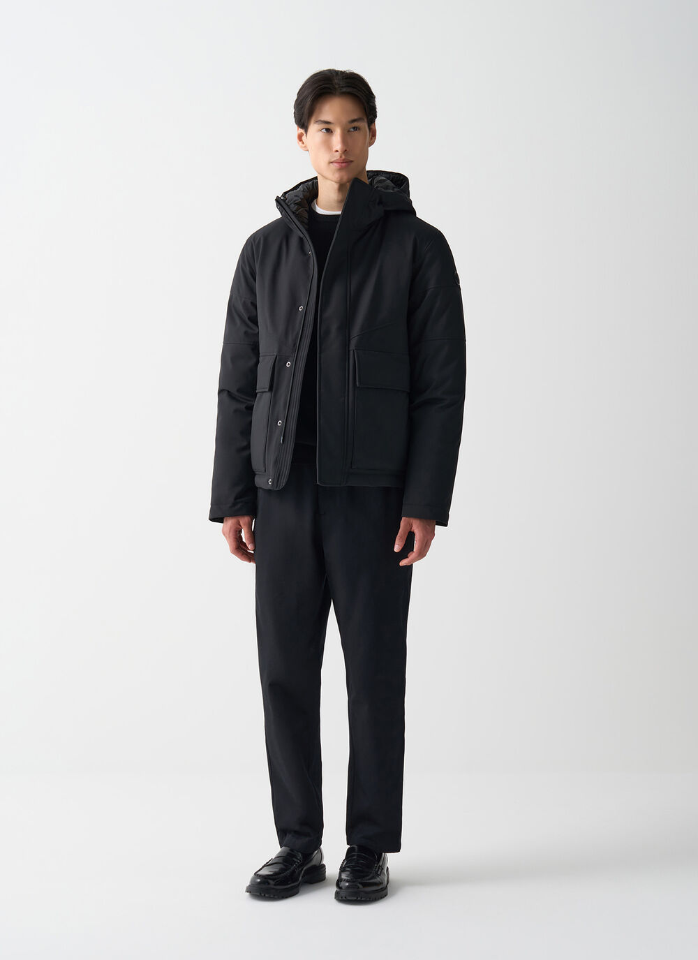 Twill down jacket with patch pockets image number 0