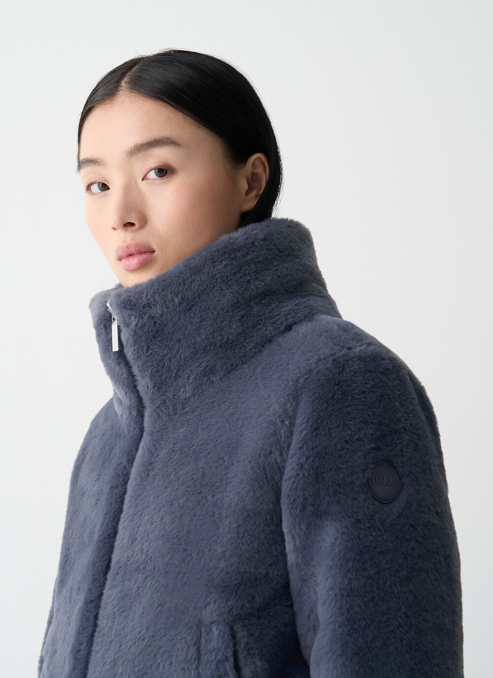 Reversible faux fur down jacket image number 2