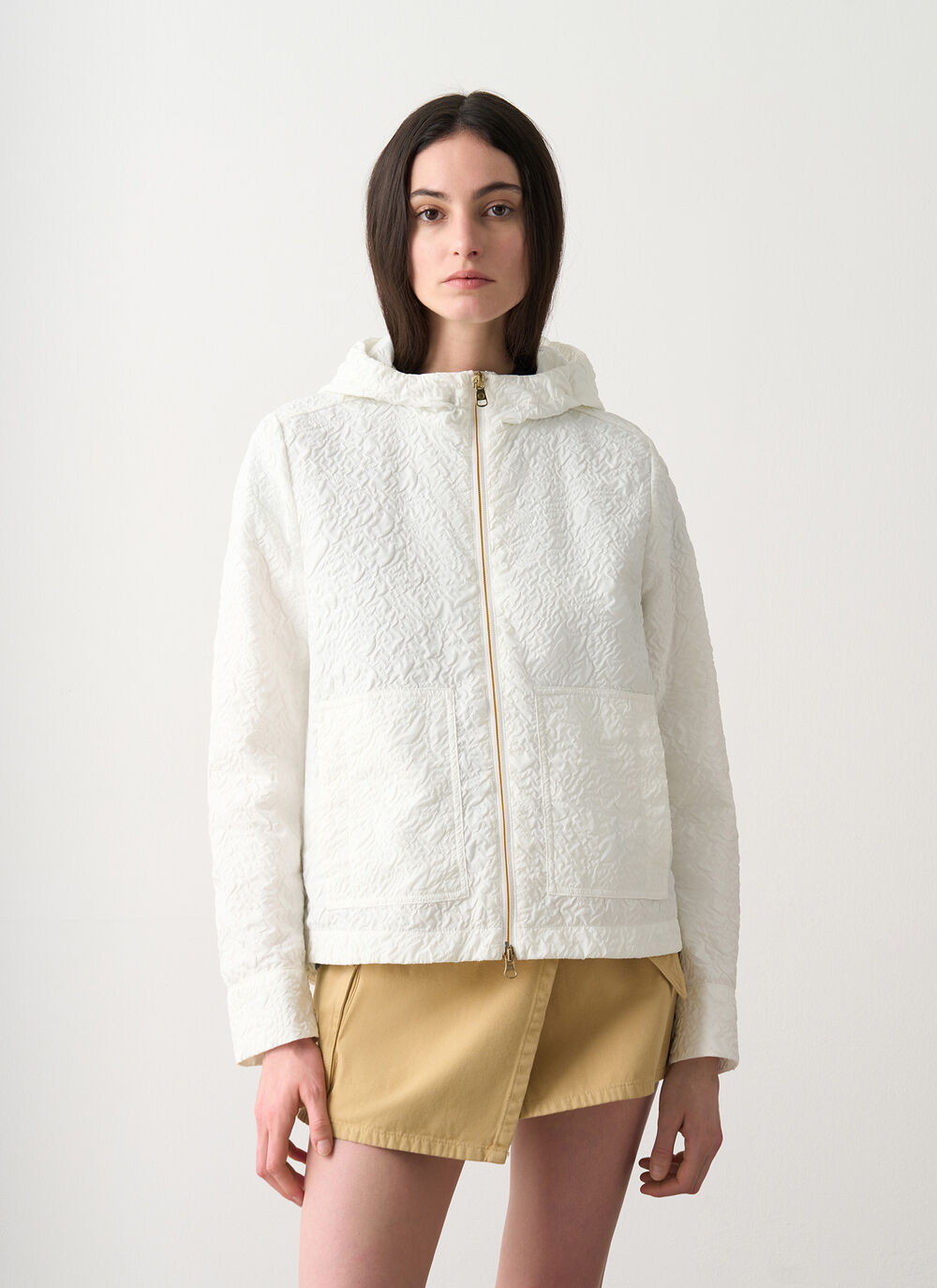 Embossed hooded jacket image number 0