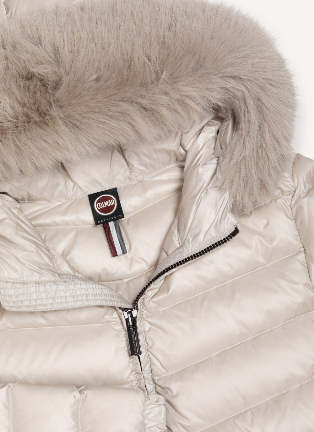 Quilted down jacket with faux fur image number 6