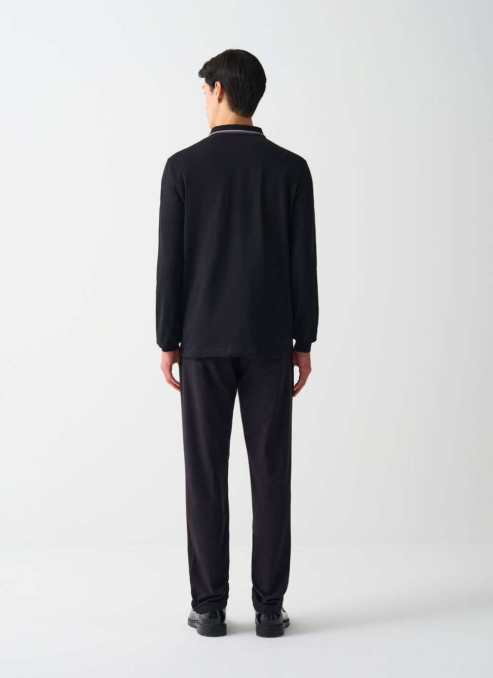 Long-sleeved tricolour polo shirt image number 3