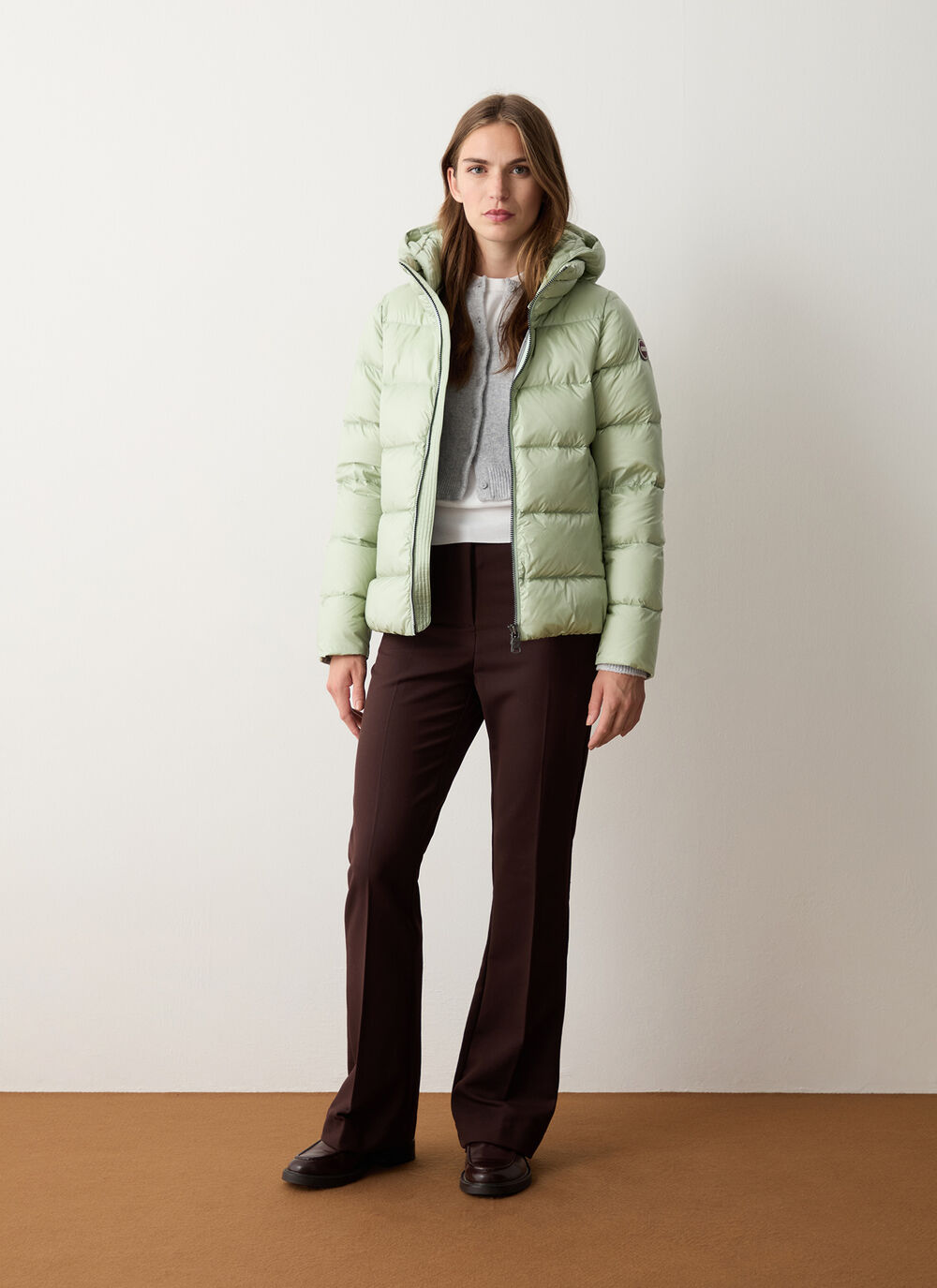 Down jacket with detachable hood and drawstring image number 1