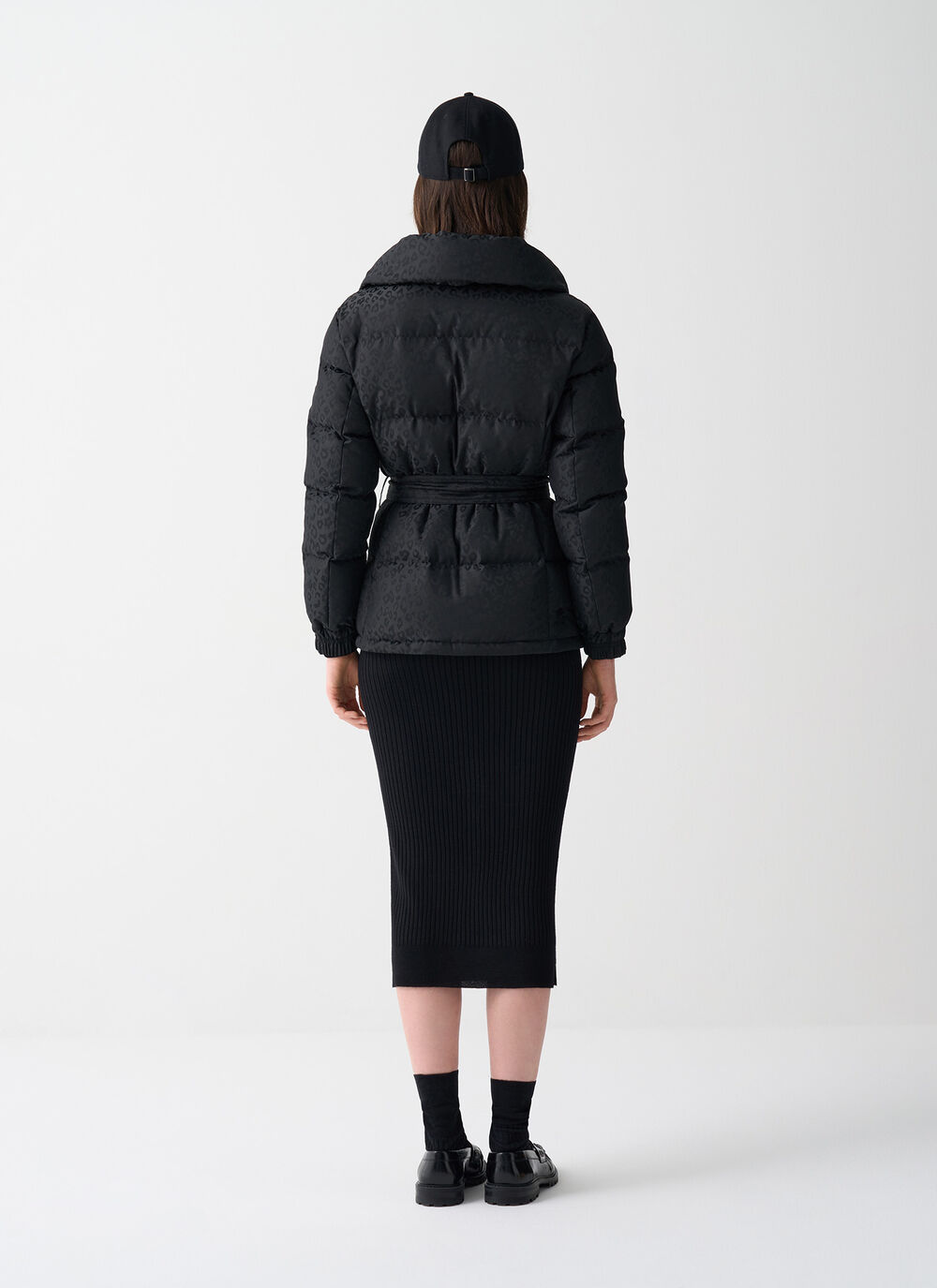 Animal print down jacket with belt image number 3