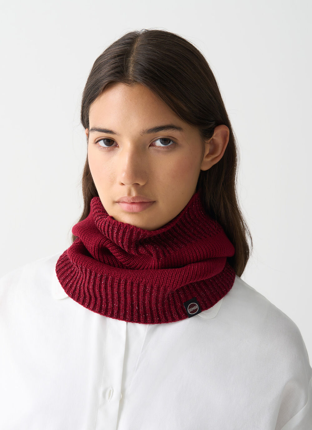 Neck warmer with lurex rib knit image number 0