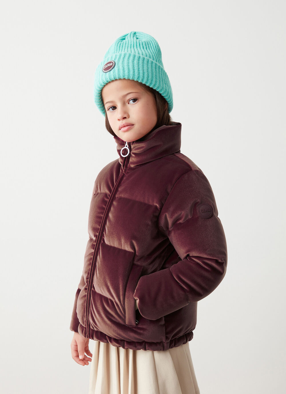 Stretch velvet down jacket image number 1