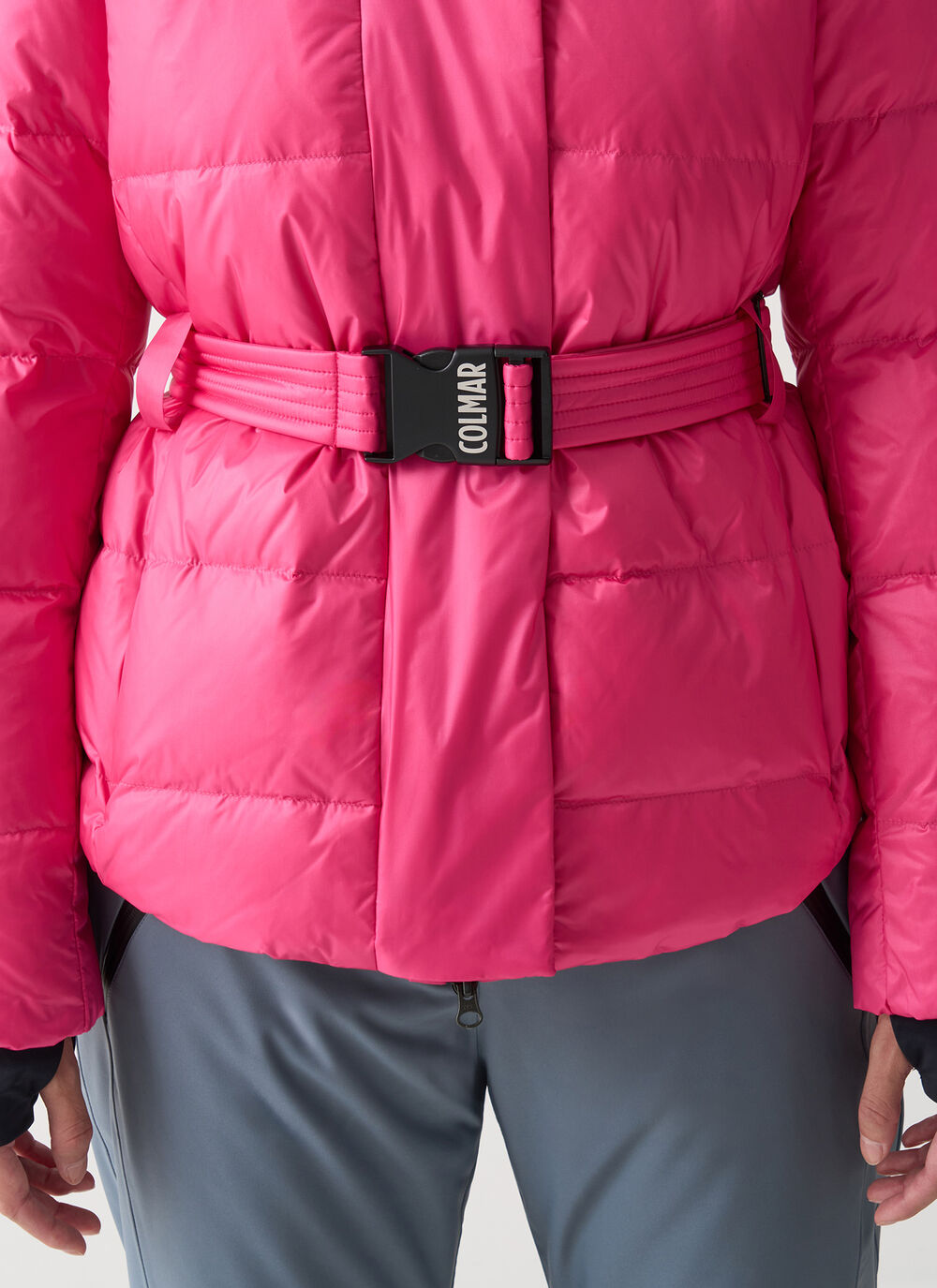 Glossy padded ski jacket with belt image number 2