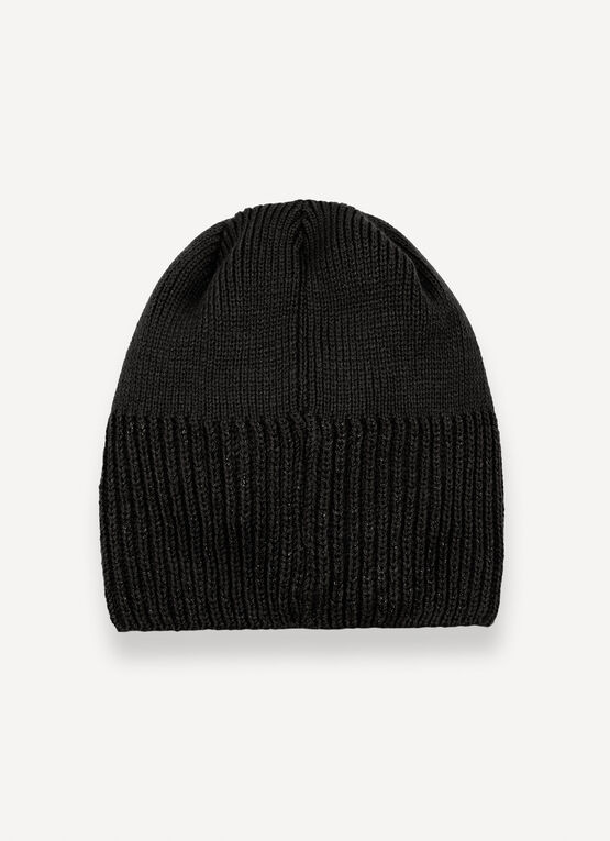 Hat with lurex rib knit