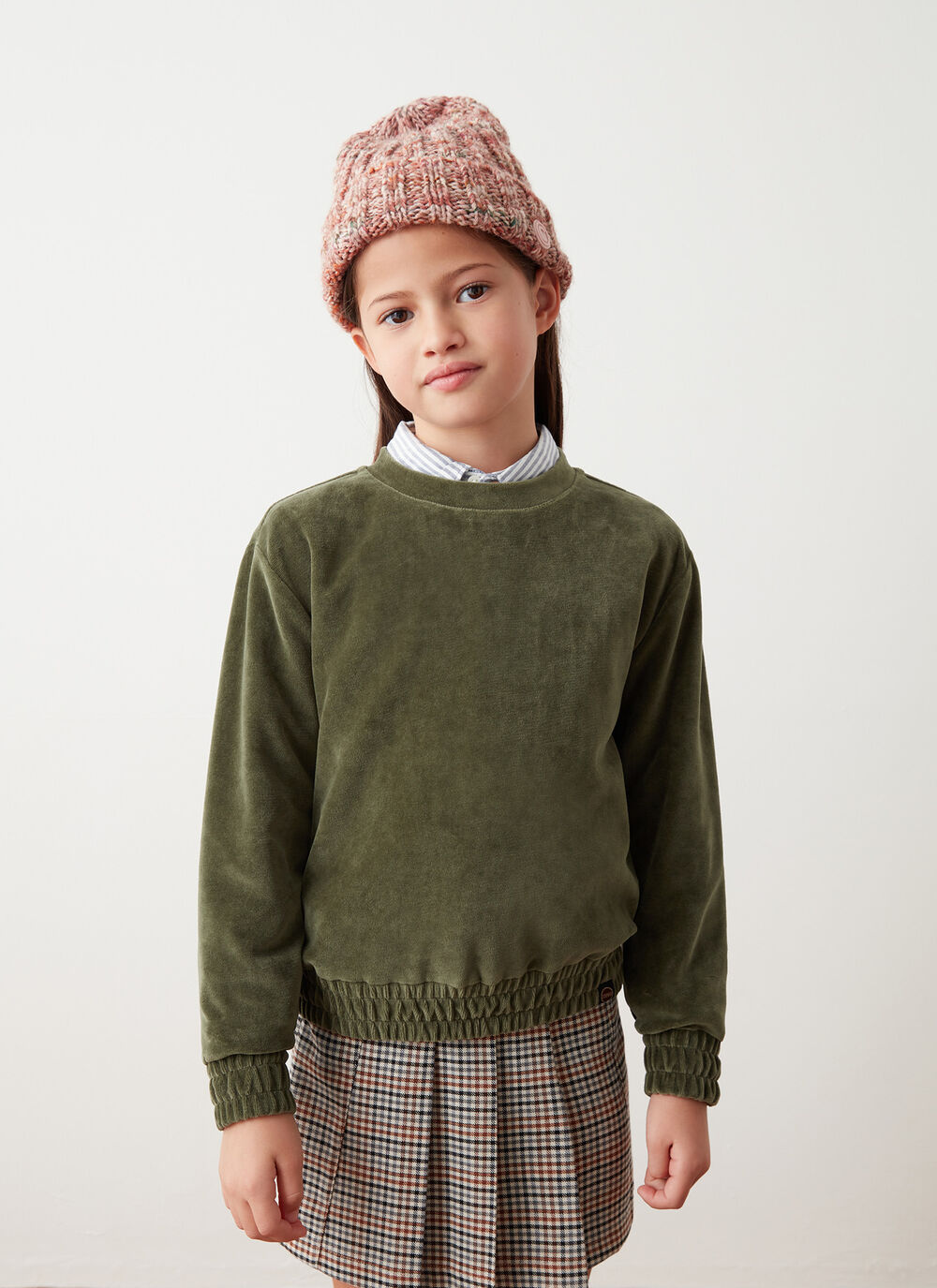 Sweatshirt aus Samt mit Gummizug image number 1