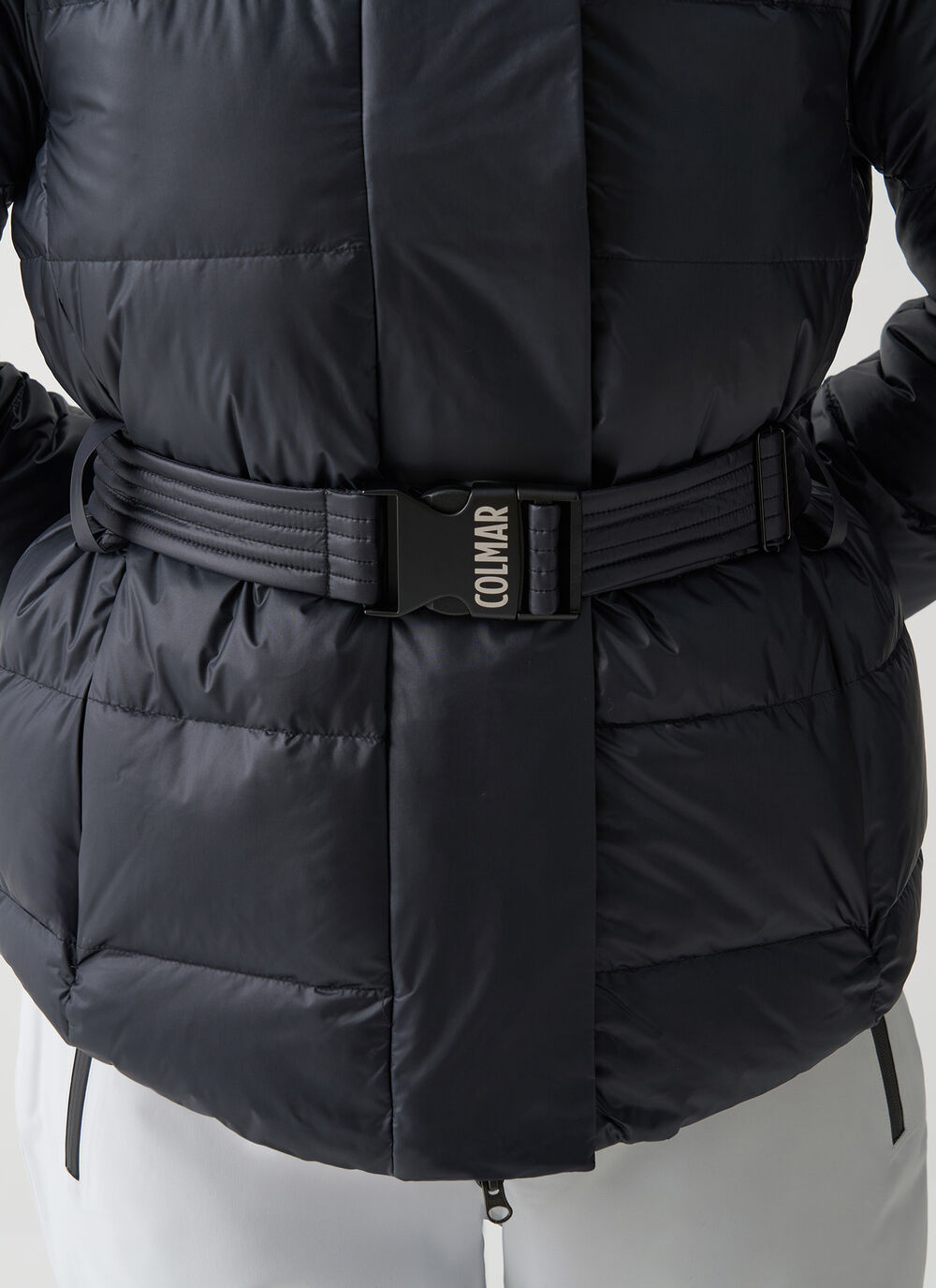 Glossy padded ski jacket with belt image number 2
