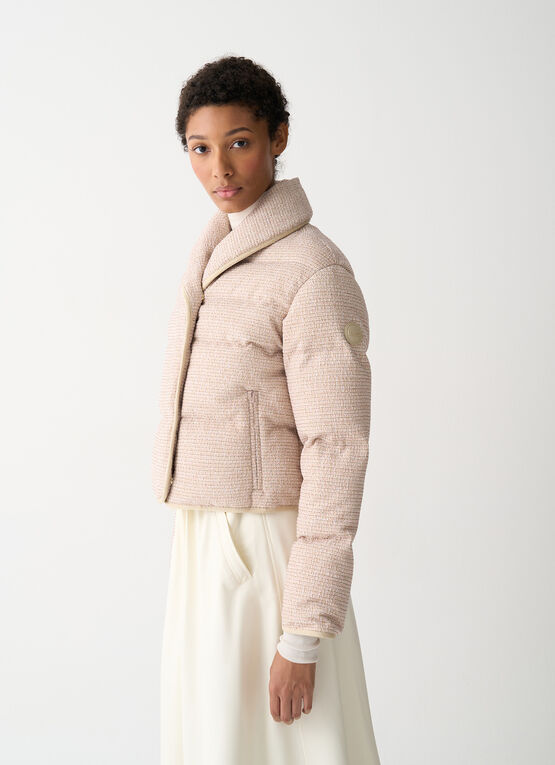 Cropped down jacket with bouclé effect