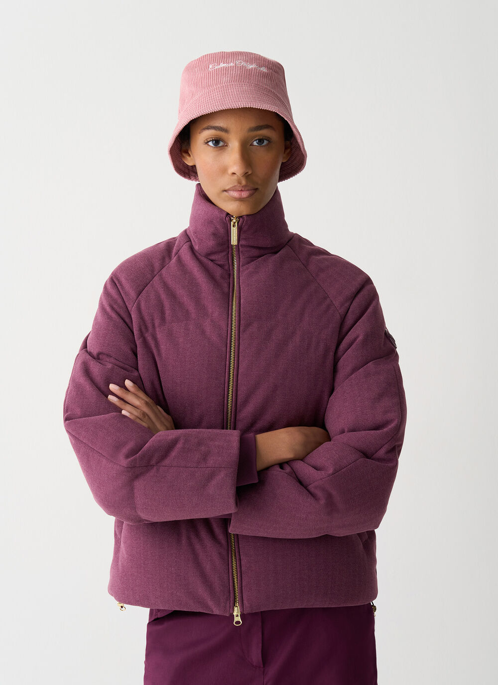 Down jacket with chevron design  image number 1