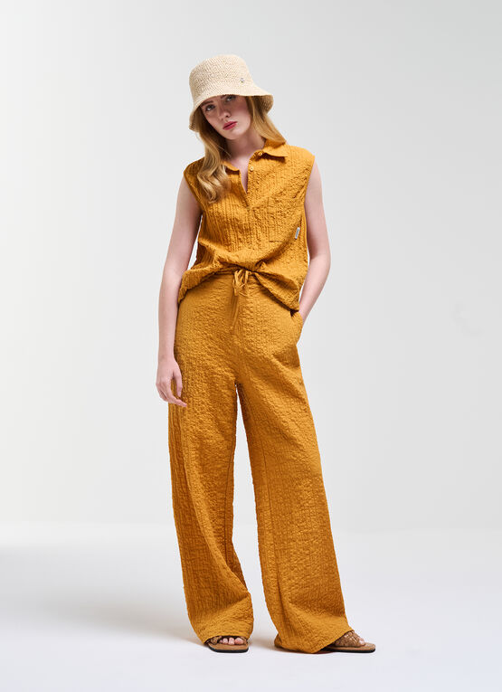 Embossed Fabric Pants