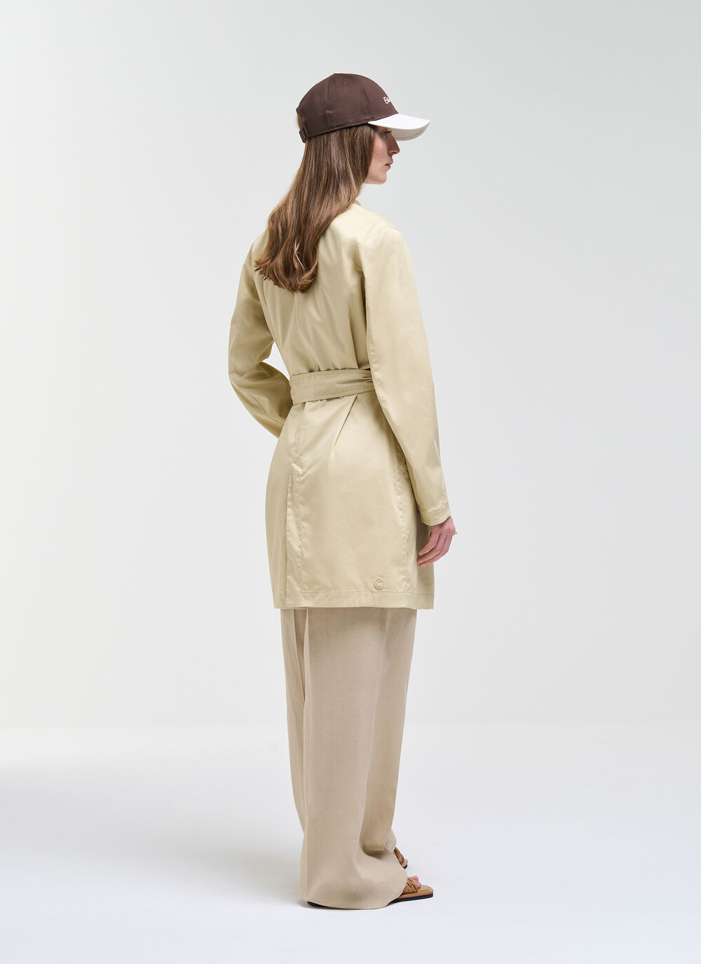 Long cotton jacket with belt  image number 3
