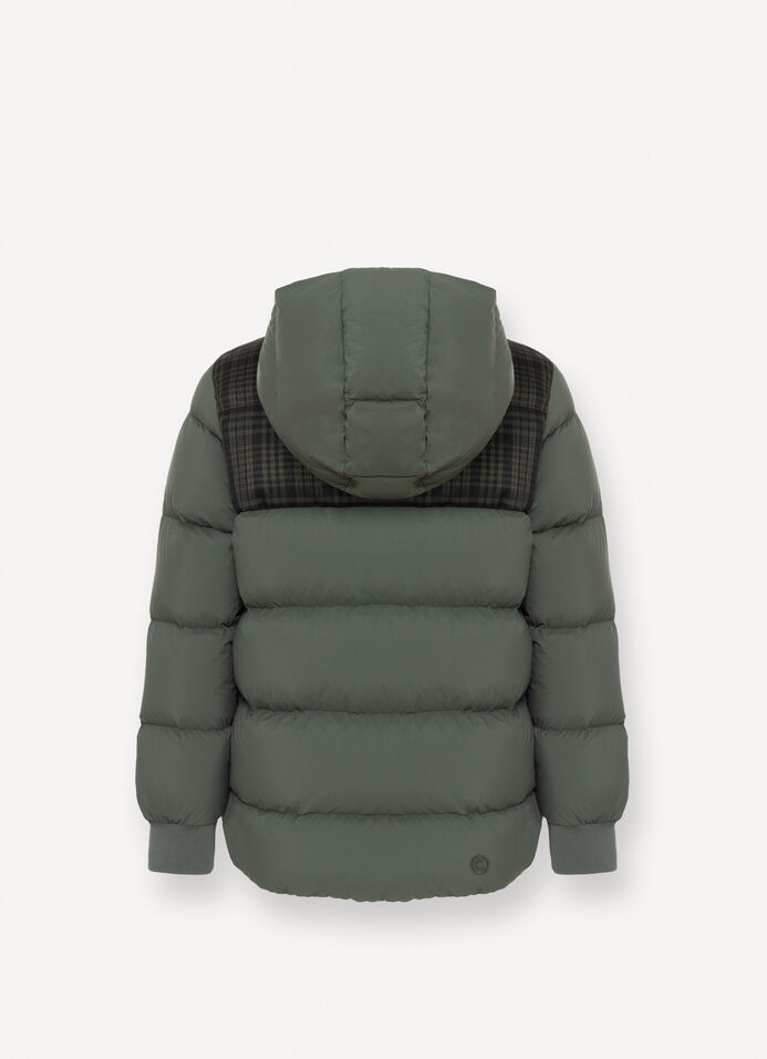 Check hooded down jacket image number 5