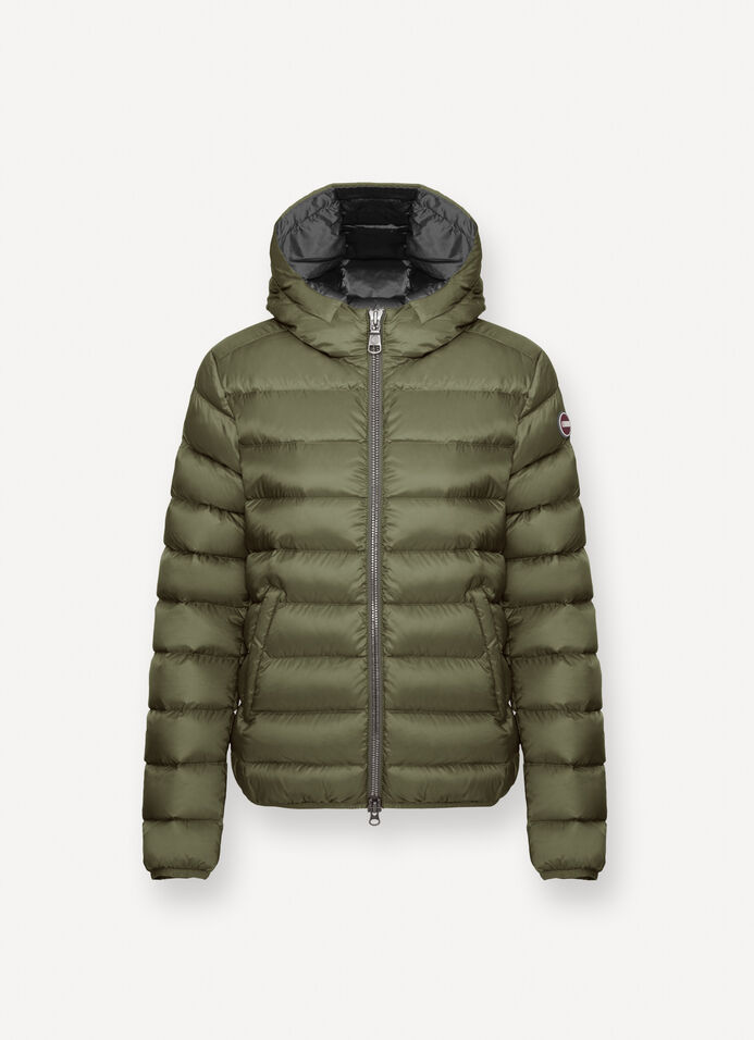 Short down jacket with attached hood image number 4