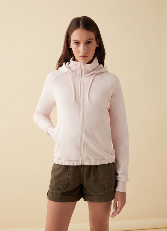 Full zip sweatshirt with cotton hood
