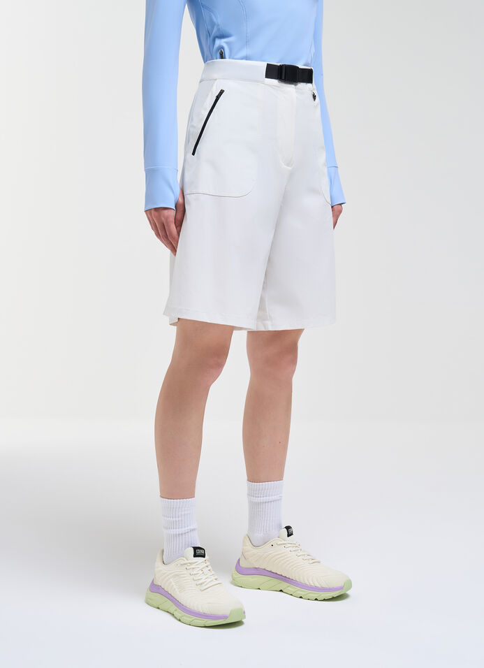 Bermuda shorts with bi-stretch fabric belt