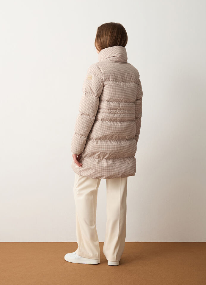 Houndstooth-print down jacket with high collar image number 3