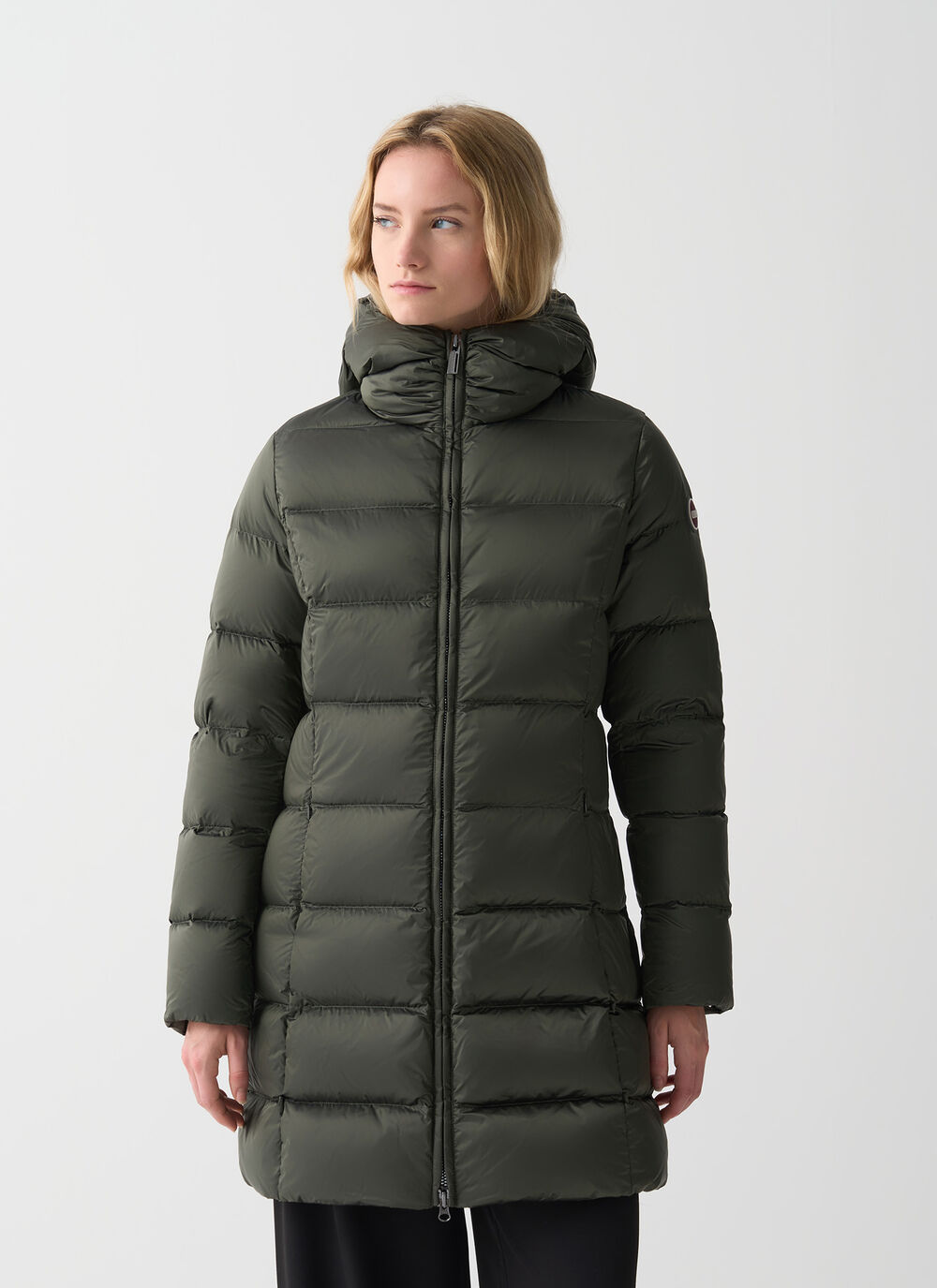 Long down jacket with hood image number 1