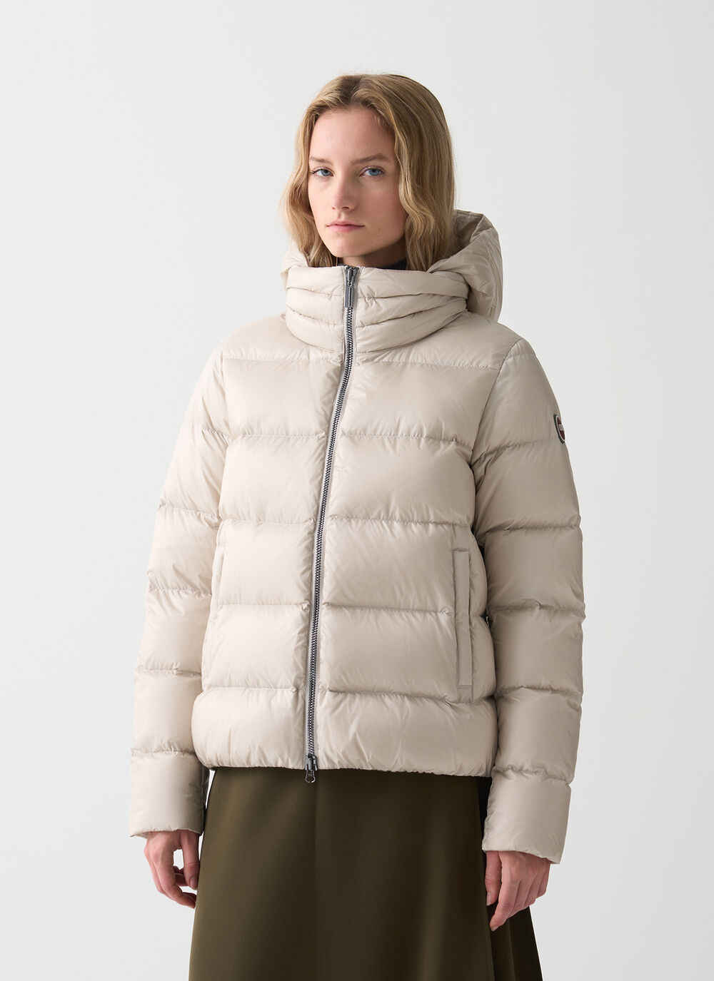 Down jacket with detachable hood image number 1