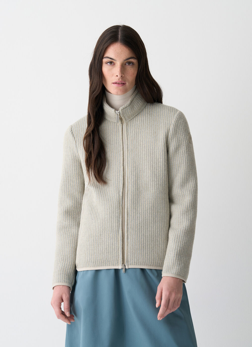 Rib-knit pullover with zip image number 1