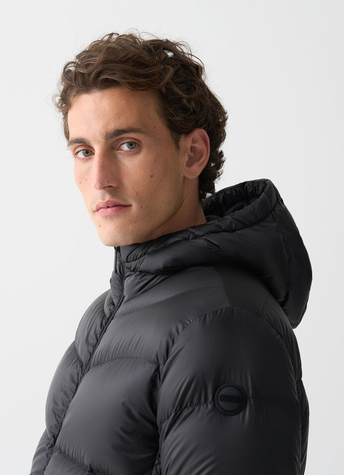Hooded down jacket with wavy quilting image number 2