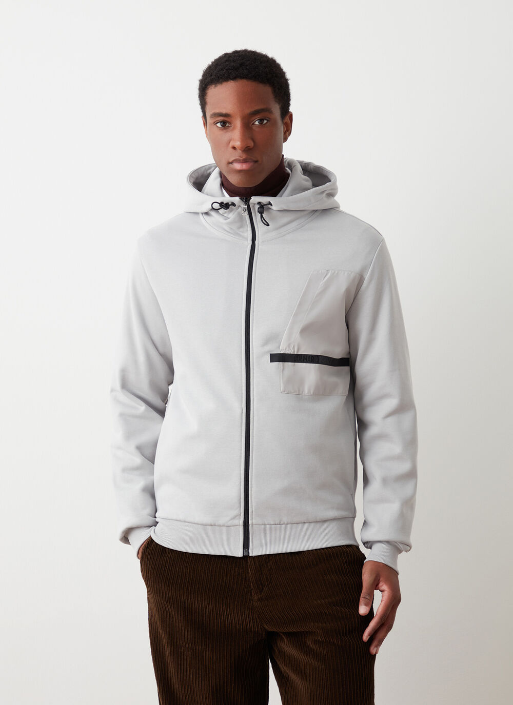 Full-zip sweatshirt with nylon details image number 0