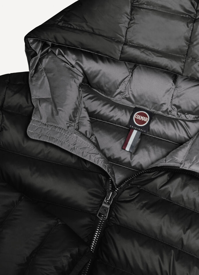Short down jacket with attached hood image number 6