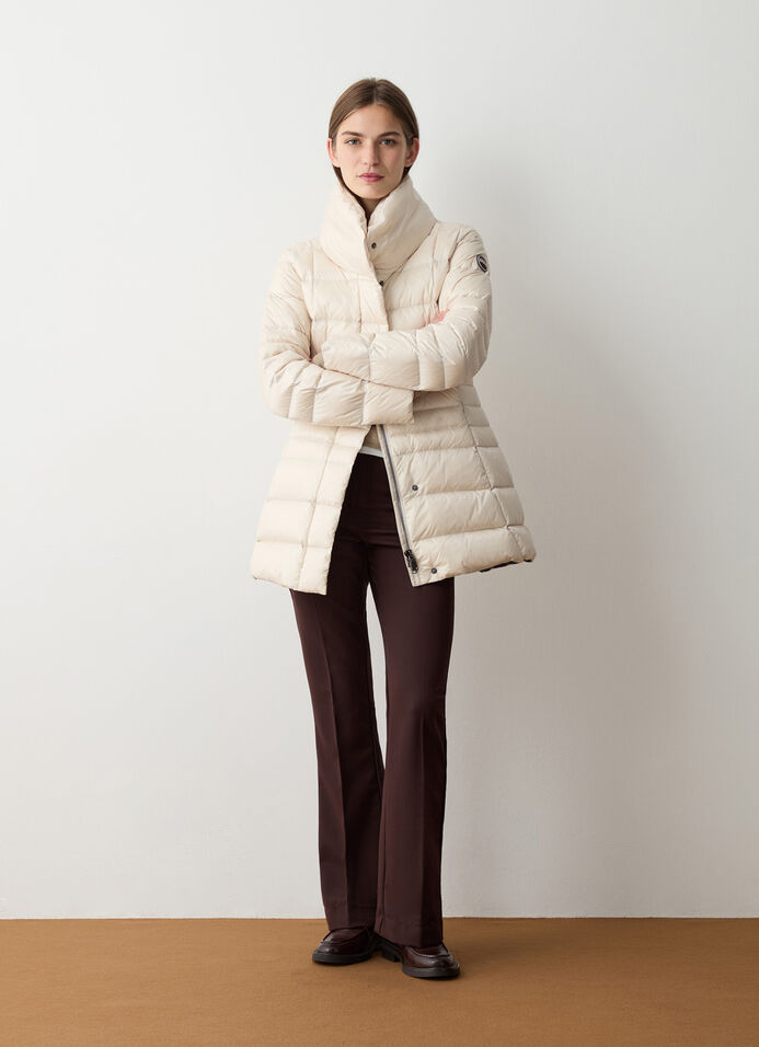 Fitted down jacket with zip and buttons image number 0