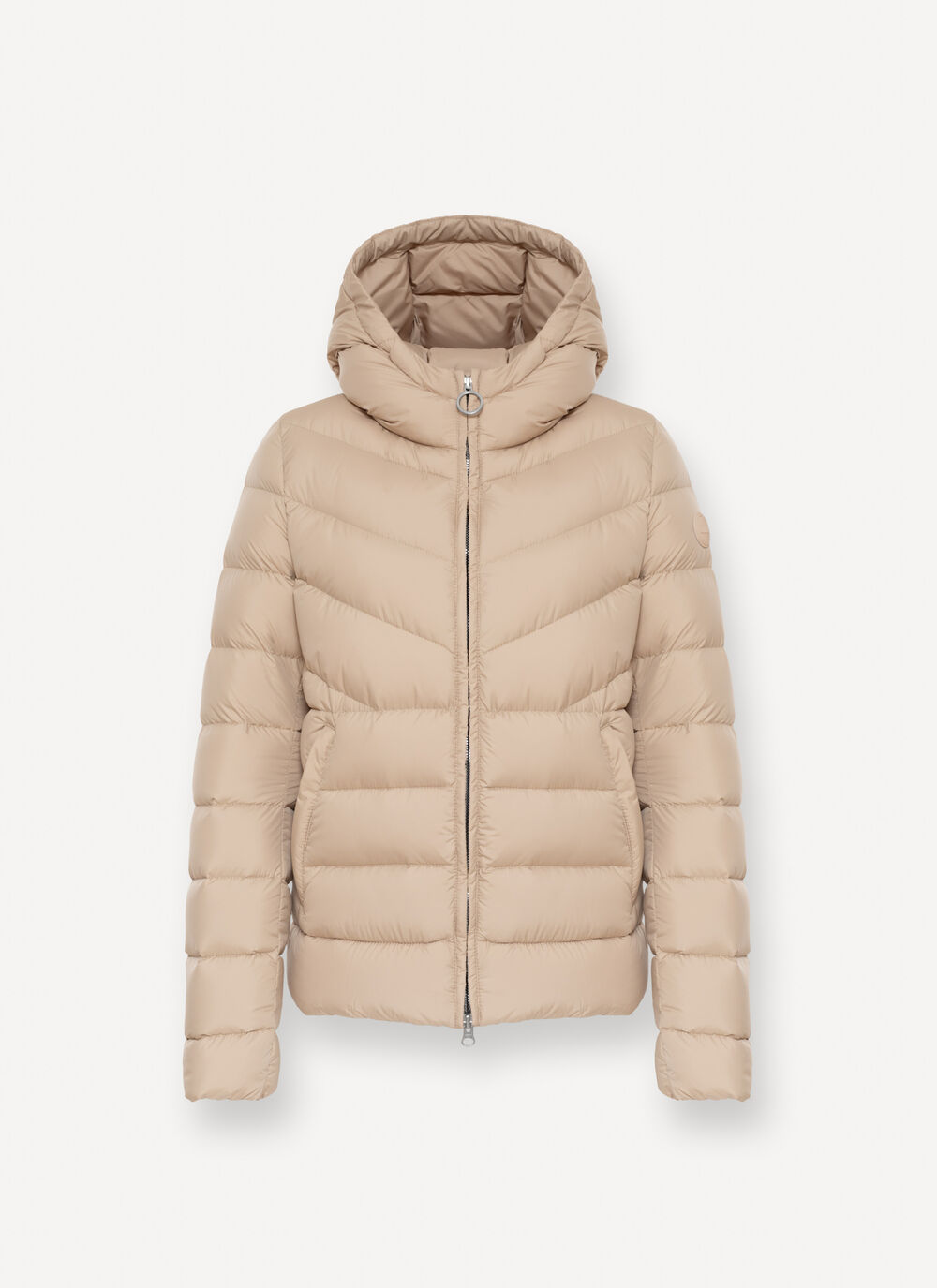 Down jacket with fixed hood in matt fabric image number 4