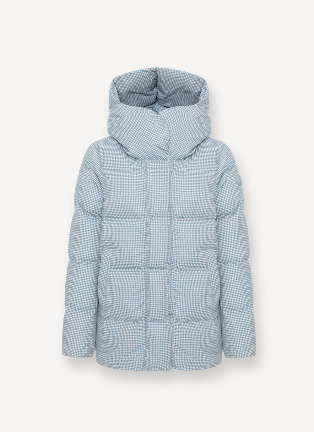 Houndstooth down jacket with maxi-hood image number 4