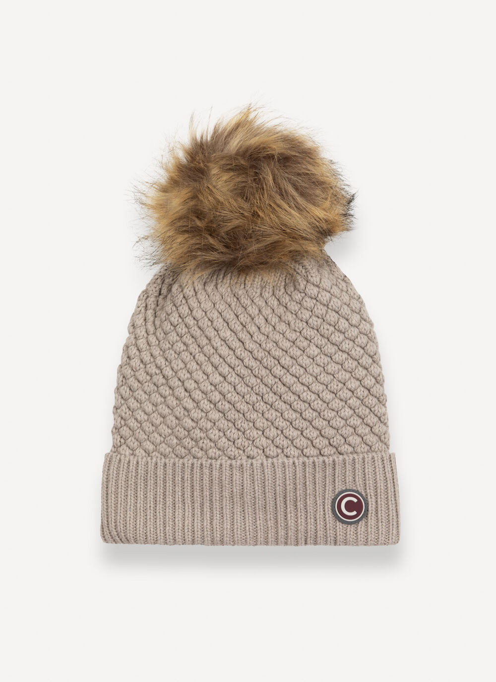 Unisex hat with faux fur pom-pom image number 1