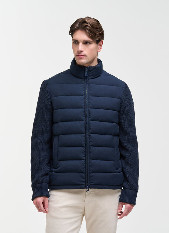 Padded jacket with knit sleeves