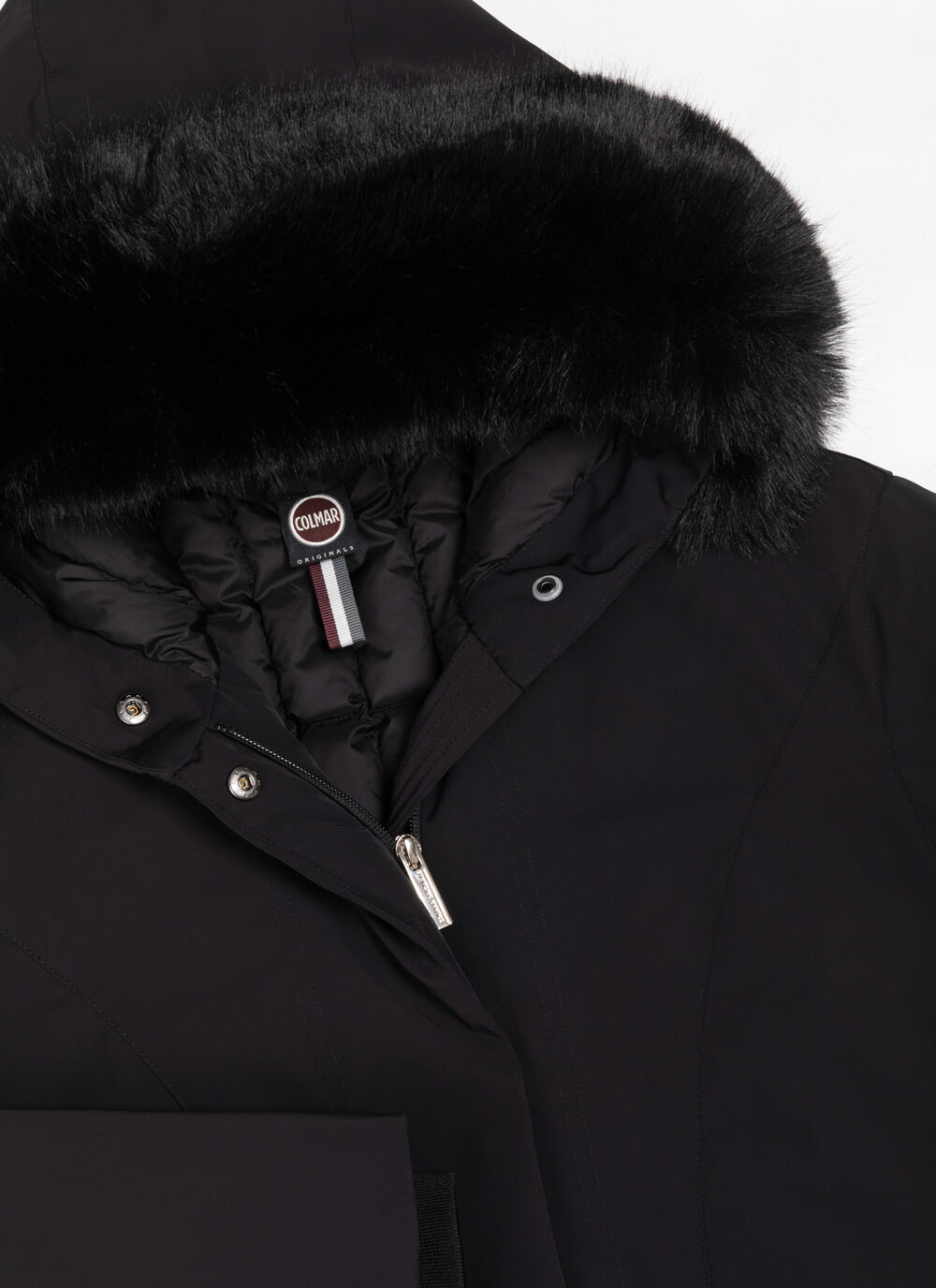 Long waterproof down jacket with fur image number 6