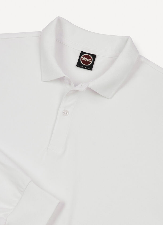 Long-sleeved polo shirt in stretch piqué image number 5