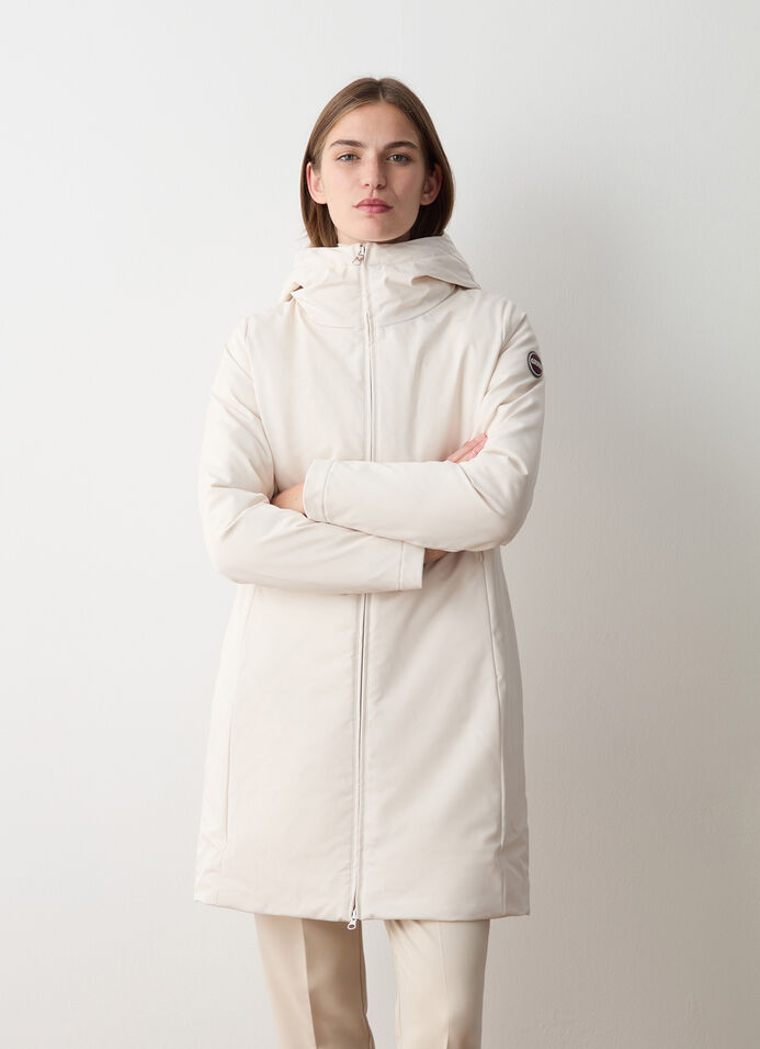 Long down jacket in waterproof fabric image number 0