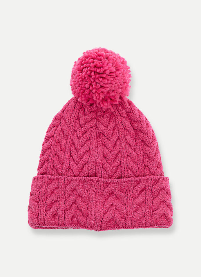Braided girl's hat with pompom image number 3