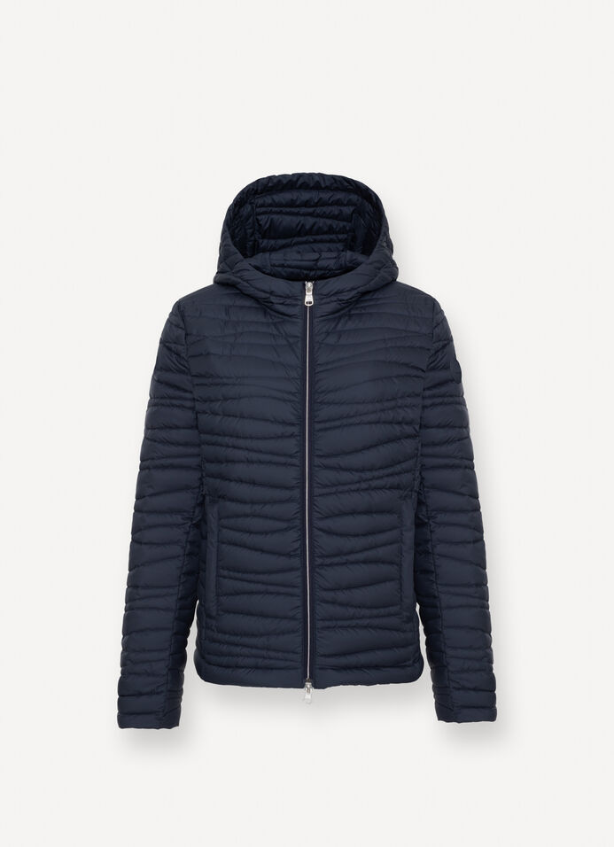 Hooded down jacket with wave quilting image number 4