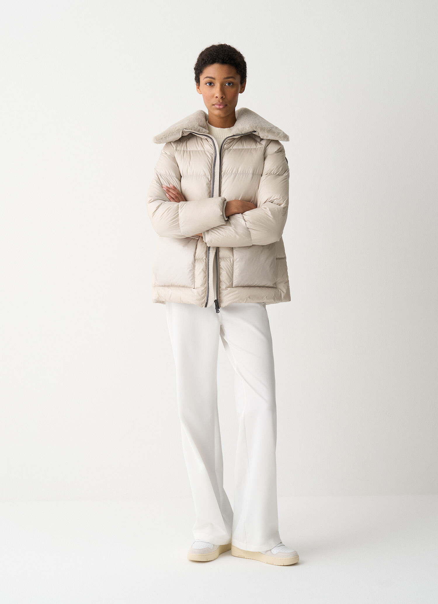 Down jacket with fur collar - HEMP BEIGE | Colmar