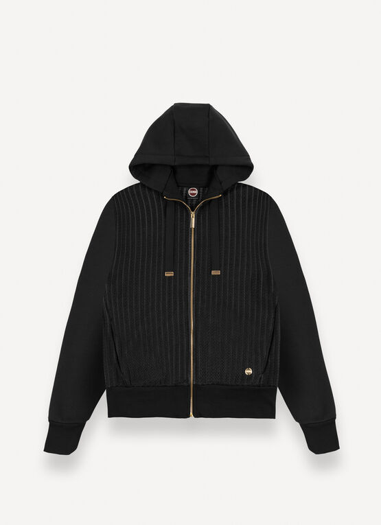 Cable-knit hooded sweatshirt